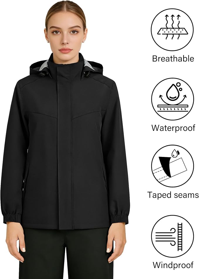 iCreek Rain Suit Waterproof Hooded Rain Gear Breathable Lightweight Packable Rain Jacket Pants Men Women for Hiking Fish Golf