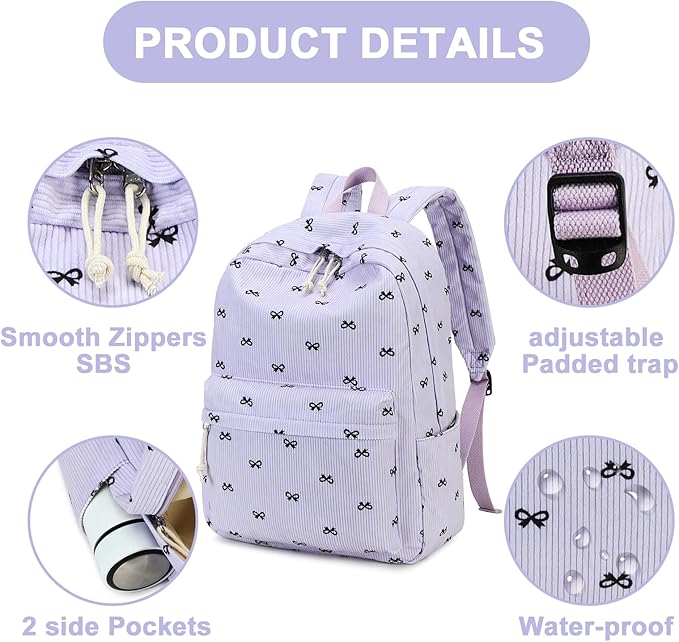 LEDAOU Backpack for Girls School Bag Kids Bookbag Teen Backpack Set Daypack with Lunch Bag and Pencil Case | Kids, Bookbag, Daypack, with Lunch Bag, and Pencil Case