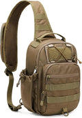 HALOVIE Anti-theft Tactical Sling Bag RFID Khaki Military Shoulder Bag with Phone Pack EDC Molle Crossbody Bag for men