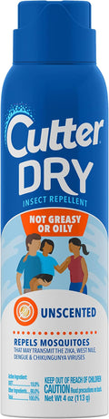 Cutter Dry Insect Repellent, Mosquito Repellent, Not Oily Or Greasy, 10% DEET , 4 Ounce (Aerosol Spray)