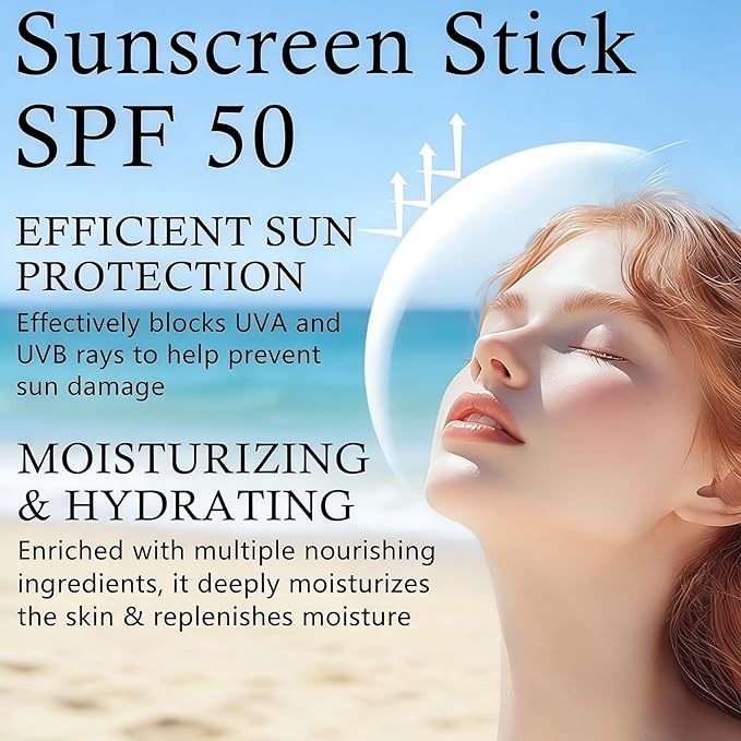Quick Sunstick Protection Bar SPF50+, Korean Sunscreen Stick Suncare, Travel Size Sunscreen for Face & Body, Lightweight, Non Greasy, Clear Sun Stick For Natural Finish