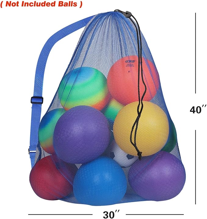 GSE Games & Sports Expert 24x36/30x40 X-Large Mesh Sports Equipment Drawstring Bag for Soccers, Basketballs, Footballs