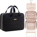 Everfun Travel Toiletry Bag with Hanging Hook and Leakproof Wet/Dry Compartments, Large Capacity Makeup Cosmetic Organizer for Women, 11x7.75x4.5 Inch, Black