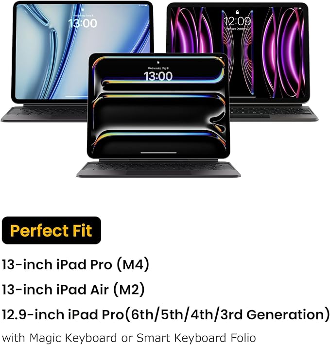 tomtoc Portfolio Case for 2026 13 Inch iPad Air M4, M3&M2, iPad Pro M5/M4, 12.9'' iPad Pro M2/M1, Protective Sleeve with Accessories Pocket, Carrying Storage Bag for Pencil Pro/Adapter/Magic Keyboard