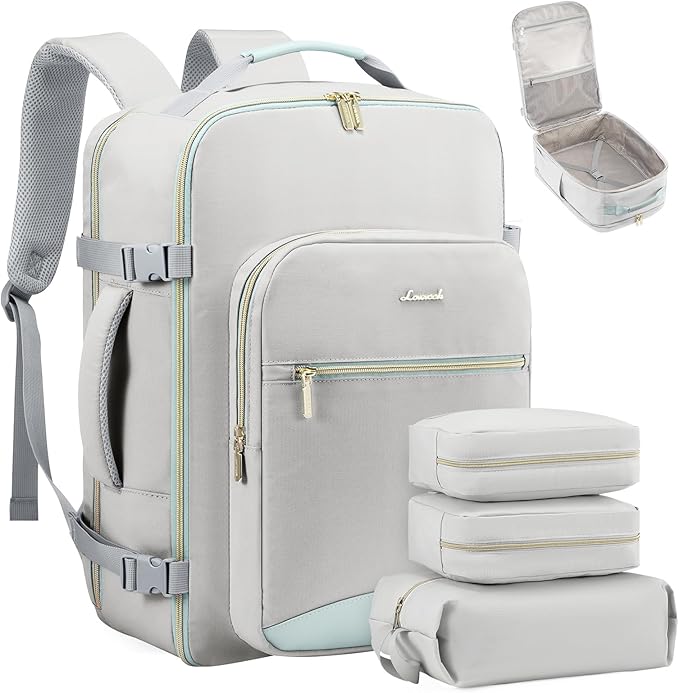 LOVEVOOK 40L Travel Backpack Flight Approved Carry on Backpack,3 Packing Cubes,Waterproof Personal Item Travel Bag,TSA Carry on Luggage Suitcase Travel Essentials,Gifts for Women & Men,fits 17" Laptop