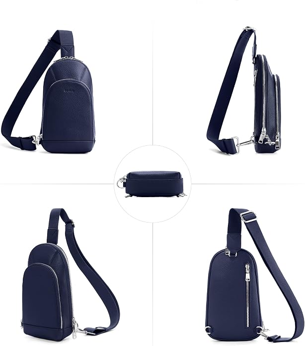 befen Genuine Leather Sling Bag for Women Anti Theft Crossbody Chest Bags Leather Fanny Packs for Travel with RFID Card Slots