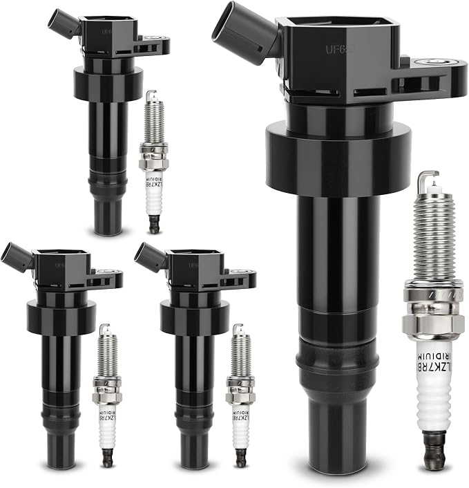 UF652 Ignition Coil &93815 Double Iridium Spark Plug for 2012-2020 HYUNDAI Accent,2012-2017 HYUNDAI Veloster/2012-2020 Kia Rio,2012-2019 Kia Soul Replaces#273012B100 C1803 GN10634 5C1860