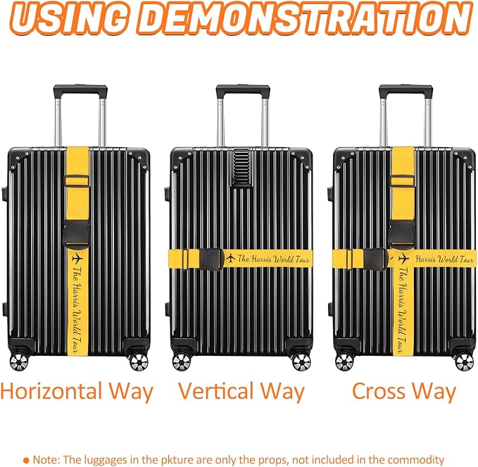 Personalized Luggage Straps for Suitcases 2 Packs Customized Adjustable Suitcase Strap with Embroidery Name/Text, Travel Belt with Quick Release Buckle, Accessory for Travel Bag Closure