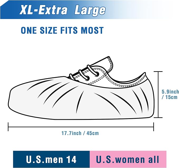 ProtectX White Disposable Shoe & Boot Covers, XL Extra Large, 2000-pack (1000 pairs), Waterproof, Slip Resistant, Durable CPE Plastic, Fits up to Men's 14 US Size and All Women's US Size Shoes