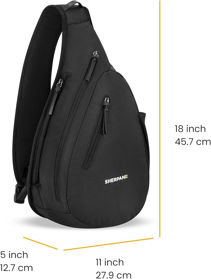 Sherpani Esprit, Anti Theft Sling Bag, Right-Handed Sling Purse, 10L Travel Bag, Crossbody Backpack, Travel Gift, Fits 10 Inch Tablet (Carbon)