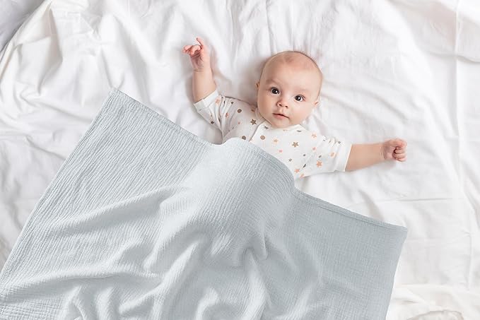 TADO MUSLIN 2-Pack Nursing Covers for Breastfeeding, 100% Organic Cotton Muslin Nursing Cover for Mom, Soft Breathable Breastfeeding Cover, Full Privacy Cover for Nursing, Regular Coverage Blue Grey