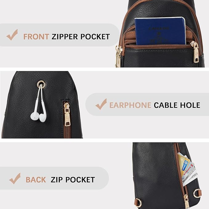 BOSTANTEN Sling Bag for Women Leather Crossbody Bags Fanny Pack Chest Bag for Travel