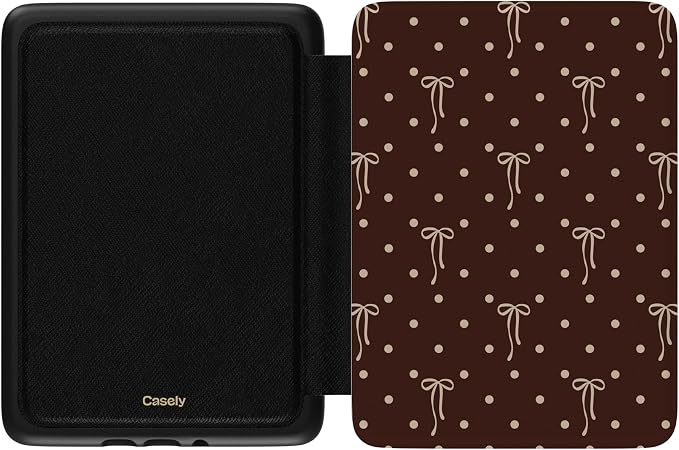 Casely Kindle Case | Teddy Bows | Brown & Beige Polka Dot | Compatible with 7” Kindle Colorsoft and 7” Kindle Paperwhite (12th Gen 2024 Models)