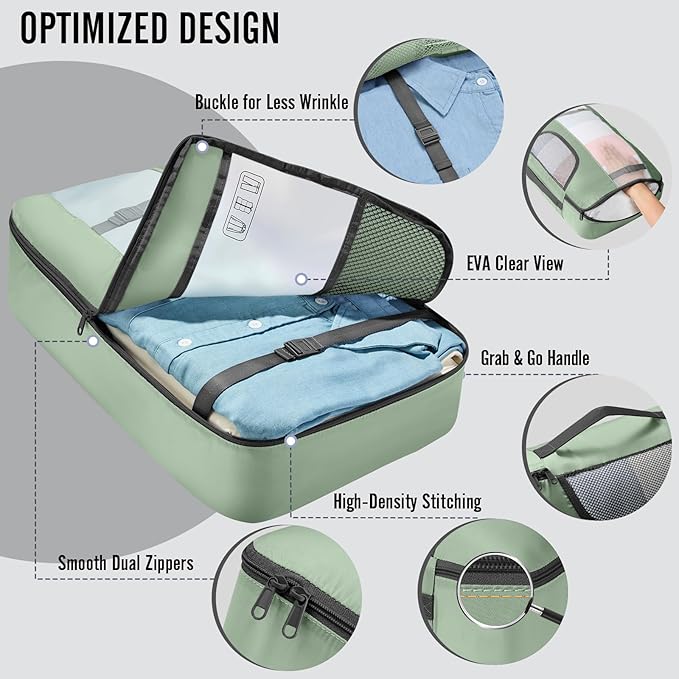 Veken 10 Set Packing Cubes for Travel Essentials, Suitcase Organizer Bags in 4 Sizes, Carry-On Luggage Accessories with Large Laundry Bag & Passport Holder, Must-Have for Airplane, Road Trip & Camping