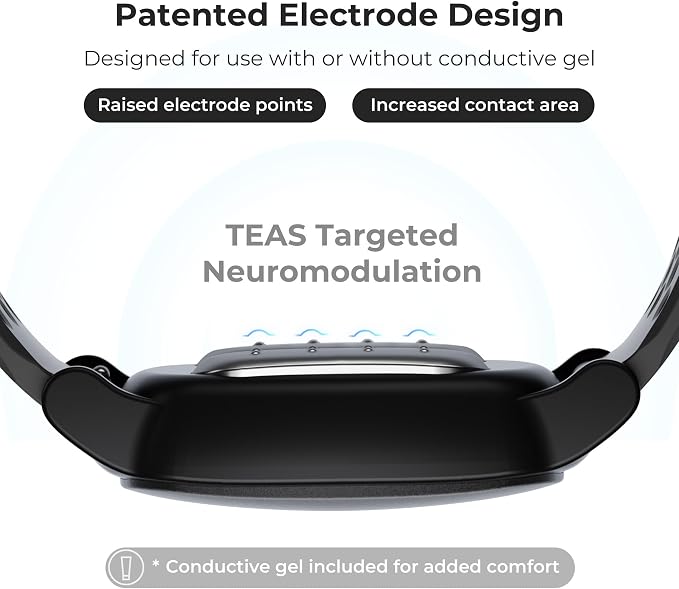EmeTerm Explore Active FDA-Cleared Anti-Nausea Wristband Nickel-free 5m Dive Ready Motion Sickness Relief Band Non-drowsy Drug-Free Rechargeable Fluoroelastomer Strap for Salt-water Resistance (Black)