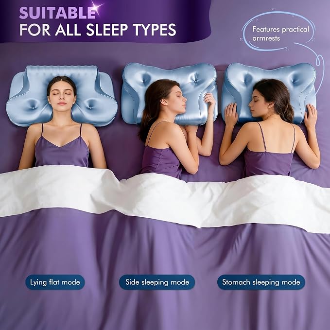 Dayme Orthopedic Memory Foam Pillow, Blue | Cooling Neck Pillow, Cervical Support, Neck Pain Relief, All Sleep Positions, Ergonomic