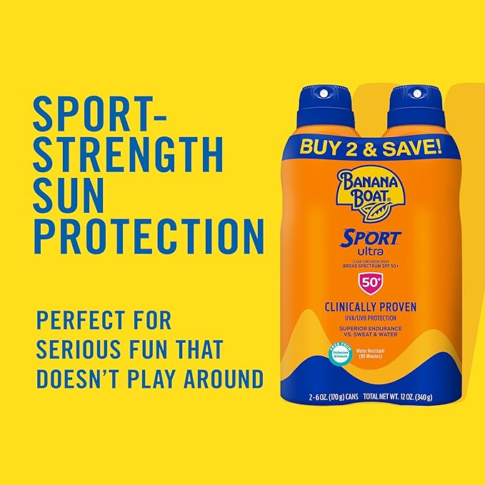 Banana Boat Sport Ultra SPF 50 Sunscreen Triple Pack | Includes 2 Sunscreen Sprays & 1 Lotion SPF 50, Sunblock, Water Resistant, Oxybenzone-Free, 8oz each (Pack of 3)