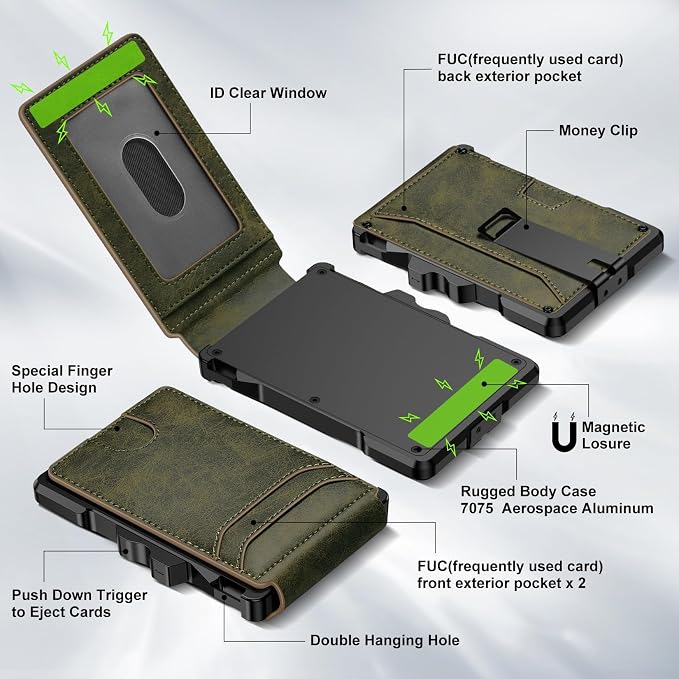 furid Smart Wallet For Men Slim: Rfid Minimalist Pop Up Wallets with Money Clip Metal Credit Card Holder - Gifts for Husband Father at Birthday Anniversary