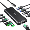 USB C Hub Multiport Adapter, ABIWAZY 10 in 1 USBC to Ethernet Adapter with 4K HDMI, Ethernet Gigabit, 100W PD, USB-C Data Port and SD/TF Slot for MacBook Pro/Air, Dell XPS, iPad Pro