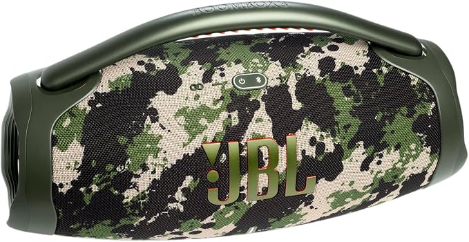 JBL Boombox 3 - Portable Bluetooth Speaker, Powerful Sound and Monstrous bass, IPX7 Waterproof, 24 Hours of Playtime, powerbank, PartyBoost for Speaker Pairing, eco-Friendly Packaging (Squad)