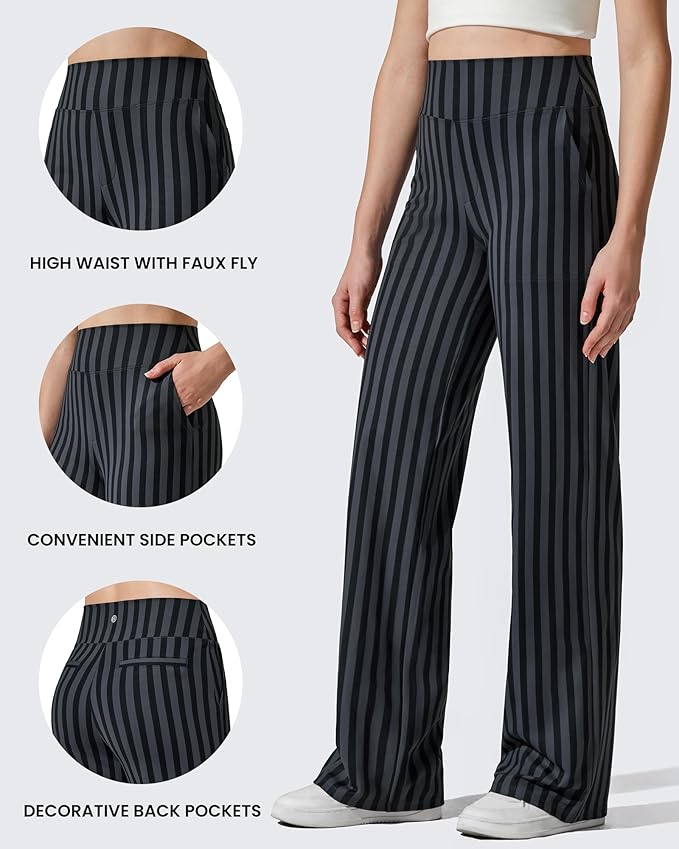 G4Free EverGoing Yoga Pants Women Wide Leg Pants with Pockets High Waist Stretch Dress Casual Sweatpants Petite/Regular/Tall