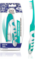 GuruNanda Folding Toothbrush with Built-in Cover, Perfect for Travel, Hiking & Camping, Compact & Portable, On-The-Go Toothbrush with Soft Bristles & Ergonomic Handle, for Adults & Kids (1 Count)