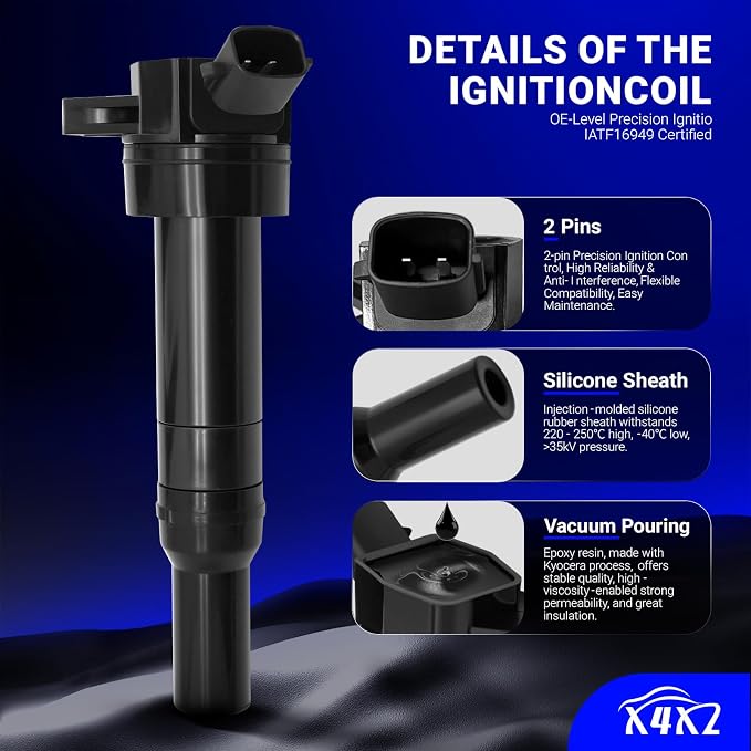UF651 Ignition Coil & Double Iridium Spark Plug 9723 Compatible with 2011-2019 Kia Soul Forte Hyundai Tucson Elantra 27300-2E000 &18846-11070