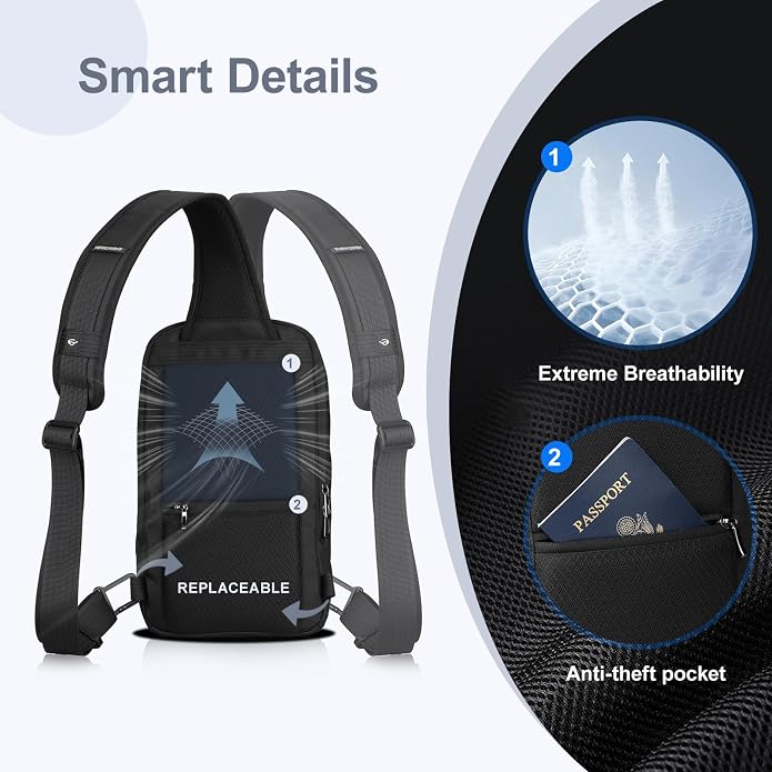 hk Sling Bag for Man, Waterproof Utility Crossbody Bag with Anti-theft Pocket for Men
