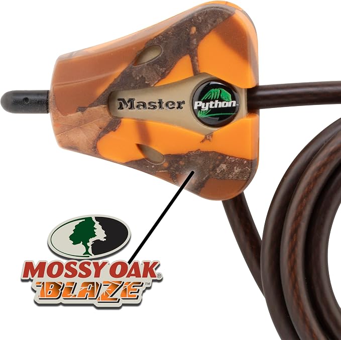 Master Lock Cable Lock, Python Adjustable Keyed Cable Lock, 6 ft. Long Cable, 2 Pack Mossy Oak Blaze Camouflage