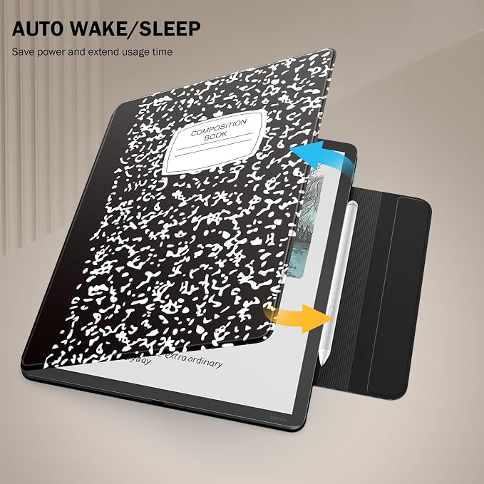 MoKo Magnetic Case for All-New 11" Kindle Scribe 2025(3rd Generation) & Kindle Scribe Colorsoft 2025(1st Gen) - Slim Folio Premium PU Leather Cover with Pen Clasp & Auto Sleep Wake, Notebook Black