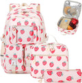 PIG PIG GIRL Backpack for Girls 3pcs Set Kids Backpack with Lunch Box Students Kawaii Book Bag for Elementary Primary Middle School Bags - Ita Backpack - Strawberry