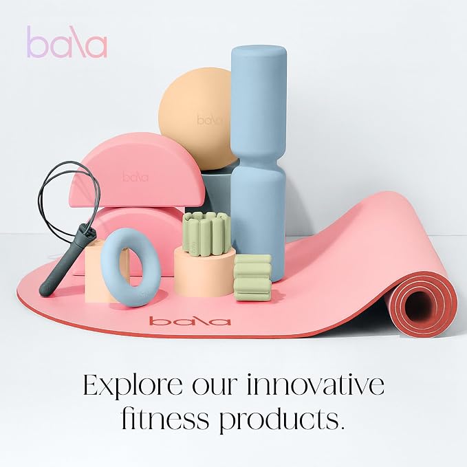 Bala Compact Workout Mat for Gym - 12MM Thick Slip-Resistant, Sweat Absorbing, & Foldable Yoga Mat for Pilates, Core Training & Exercise - Home Fitness Essentials for Women & Men - Travel-Friendly
