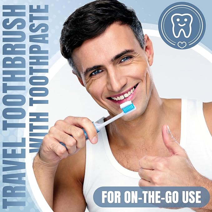 Patelai 2 Pieces Travel Toothbrush Set, Travel Size Toiletries, Soft Bristle Mini Foldable Tooth Brush with Case, Individually Wrapped Small Portable Toothbrush for Camping Home (Couple Color)