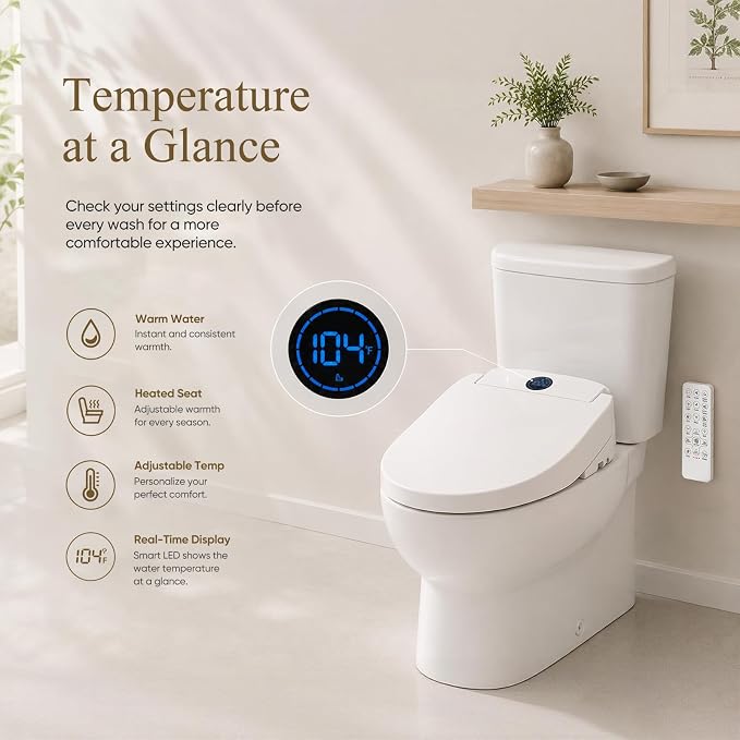 GAICOM Bidet Toilet Seat Elongated, Electric Smart Heated Toilet Seat with Instant Warm Water & Dryer, Multiple Cleaning Modes, Remote Control, Self-Clean Nozzle, Soft Closed, Night Light