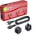 BESTEK Universal Travel Adapter 220V to 110V Voltage Converter with 6A 4-Port USB Charging and UK/AU/US/EU Worldwide Plug Adapter (Red)