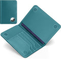 ALLIVE Passport Holder for Travel Essentials, Genuine Leather Passport Holder with AirTag Slot, RFID Blocking Passport Cover Travel Wallet, Must-Have Travel Accessories for Women Men (Lake Blue)