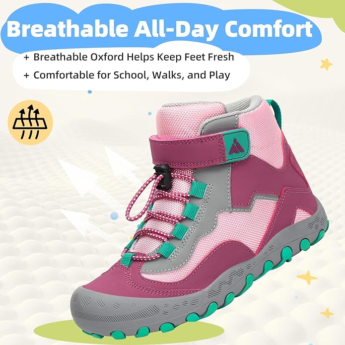 Mishansha Kids Water Resistant Hiking Boots, Boys Girls Anti Collision Anti-Skid Athletic Outdoor Adventure Trekking Shoes
