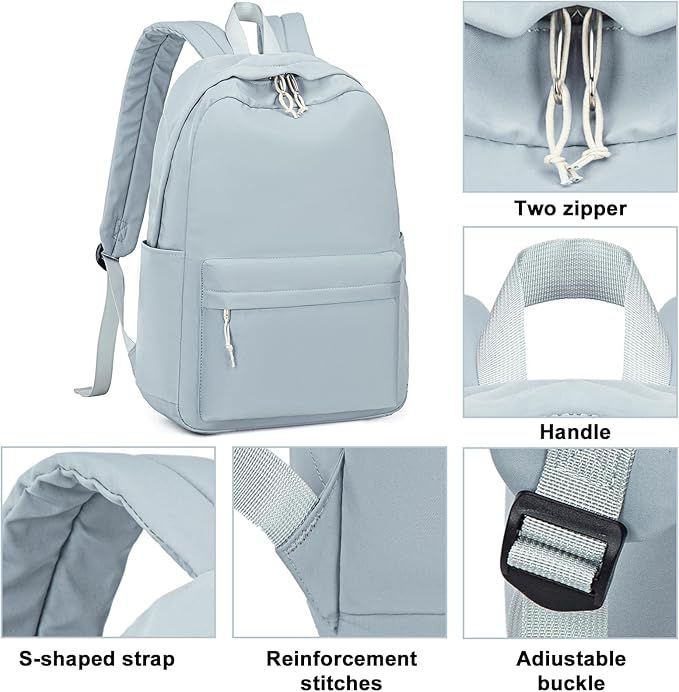LOIDOU Backpack for Girls School Backpacks Bookbags for Elementary Middle School Women Laptop Backpacks (Blue Grey, L-17)