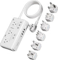 TESSAN Voltage Converter US to Europe 220 to 110, Universal Travel Adapter Voltage Converter with 4 USB Ports (1 USB C), 3 AC and EU UK AU IT in ZA Plug Power Adapter, Step Down Transformer, 4 FT