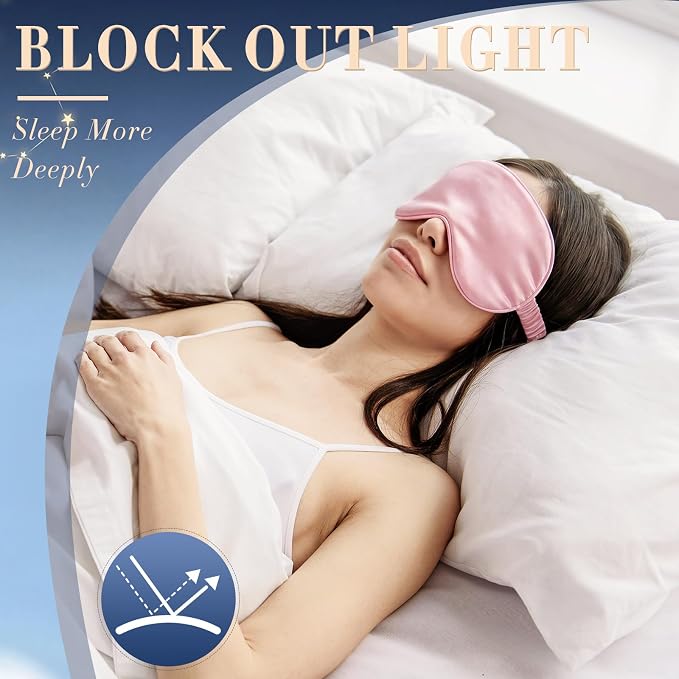 Cuffbow 36 Pcs Silk Sleep Eye Masks Bulk Satin Eye Cover Blindfold Eyeshade with Adjustable Elastic Strap for Women Men Sleeping Travel Wedding Gift(Pink)