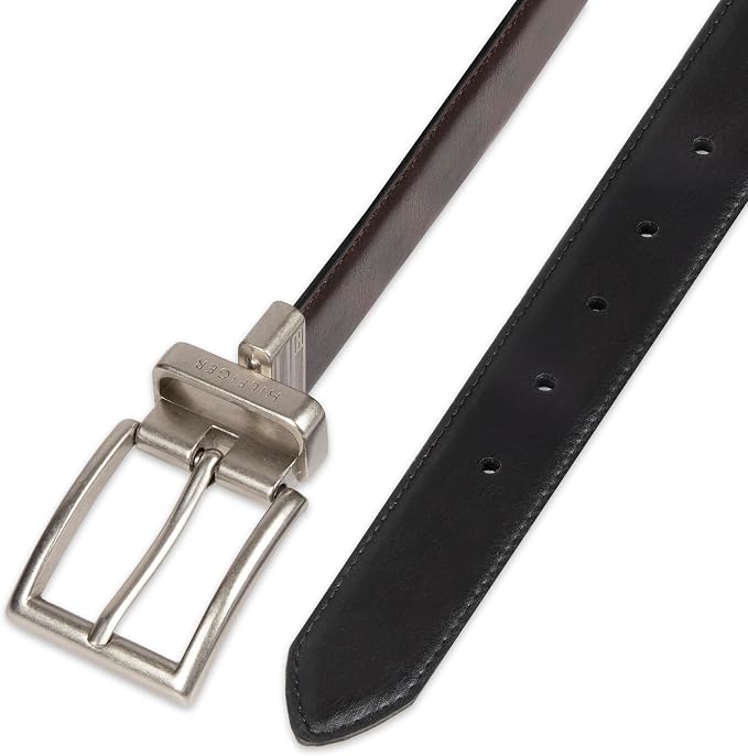 Tommy Hilfiger Men's Reversible Leather Belt, 2‑in‑1 Design for Dress Or Casual Wear
