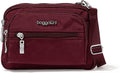 Baggallini Triple Zip Small Crossbody Bag for Women - Lightweight Convertible Fanny Pack Belt Bag