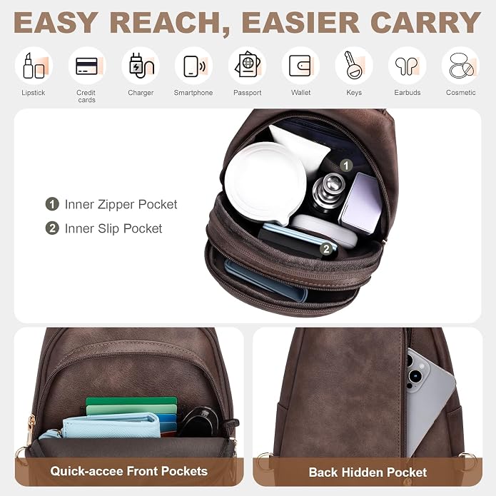 SYTRAH Anti Theft Sling Bag for Women, RFID Crossbody Purses Convertible Sling Backpack, Cross Body Purse Chest Bag