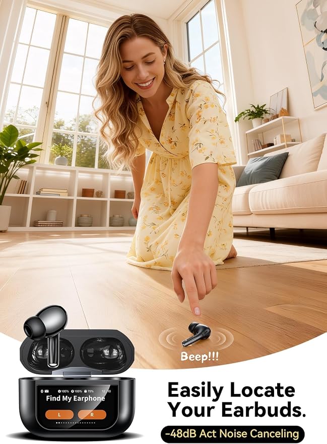Bucephalus Wireless Earbuds, Bluetooth 5.4 Ear Buds, ENC Noise Cancelling Headphones with 48H Playtime, Bass Stereo Sound, Compatible with iPhone 17/16/15/14/Android, Pad - Mattle Black