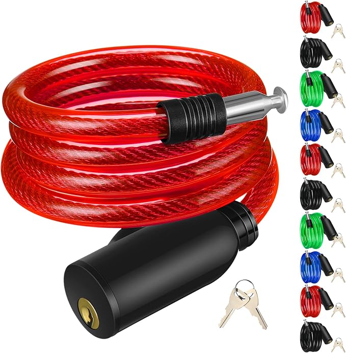 Yexiya 10 Pcs Bike Locks Bulk, Each Anti Theft Bicycle Lock Cable with 2 Keys, 3.4 FT Long Bike Cable Lock for Protecting Bicycle, Electric Scooter, Motorcycle, Scooter, Fence, Toolbox, 4 Colors