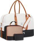 Weekender Bag for Women, Large Overnight Bag Canvas Travel Duffel Bag Carry On Tote with Shoe Compartment 21" 3Pcs Set