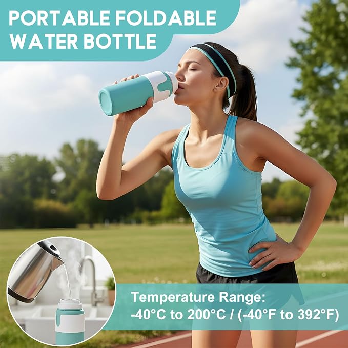 LemonRoad 4 Pcs 26 oz Silicone Collapsible Water Bottle, Portable Foldable Water Bottle Leakproof with Carabiner Reuseable Lightweight for Travel Sports Hiking Camping Cycling Office (Green)