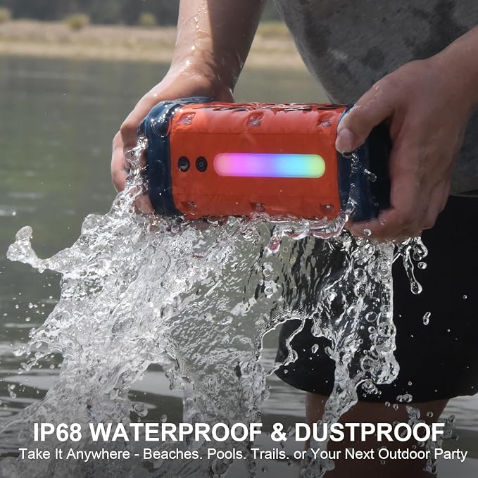 TRAVOR Magnetic Outdoor Bluetooth Speaker Portable, 45W, Deep Bass, Rugged All-Aluminum Metal Body, IP68 Waterproof, Wireless TWS Pairing for Camping, Beach, 25Hrs of Playtime (Blaze Orange)
