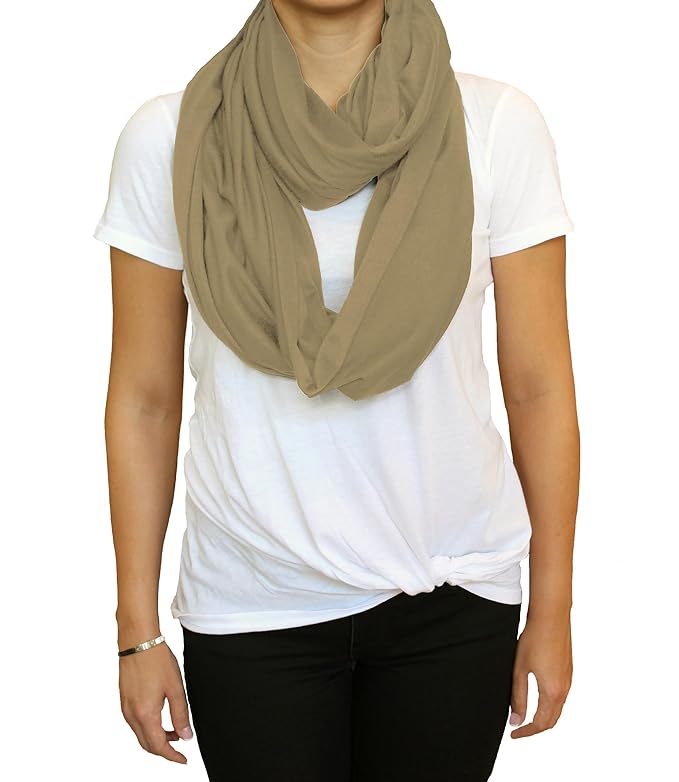 Nursing Covers for Breastfeeding, Soft Infinity Scarf Shawl Cover Up - Lightweight, Breathable Privacy Nursing Wrap in Light Brown