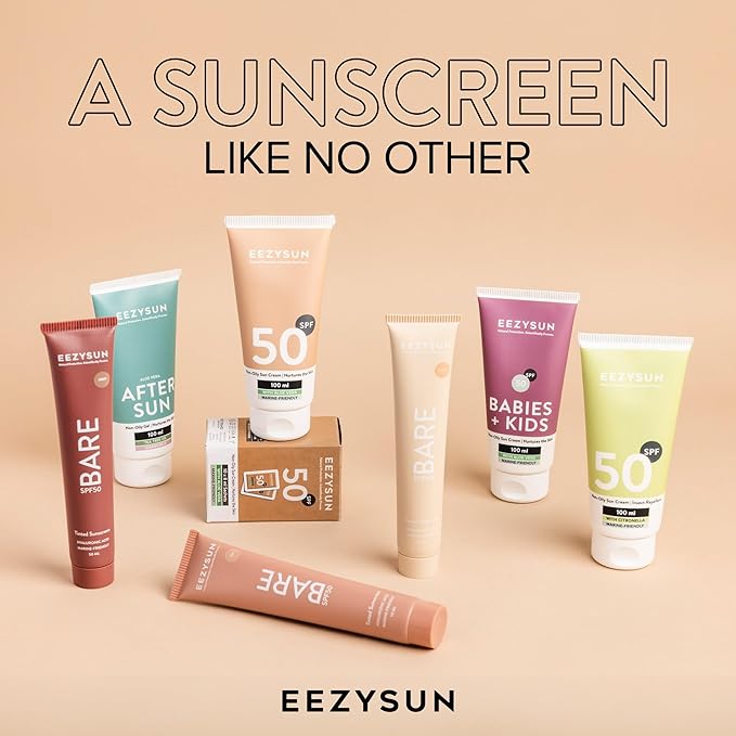EEZYSUN Sunscreen SPF50 with Insect Repellent - Water-Resistant Sunscreen Bug Repellent Combo with Citronella Oil, Lemongrass, Neem Oil - Vacation, Beach Essentials, Face & Body Sun Care - 3.3 fl oz